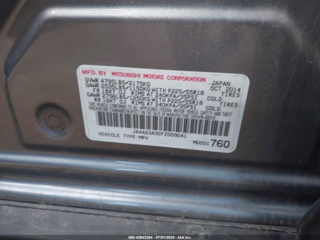 2015 MITSUBISHI OUTLANDER JA4AD3A30FZ009041 Photo 8