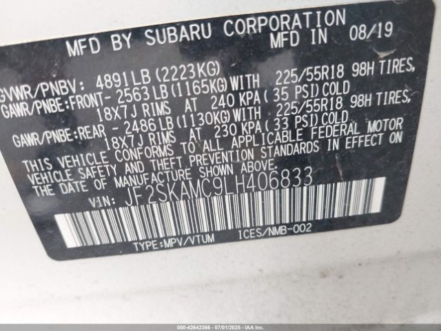 2020 SUBARU FORESTER JF2SKAMC9LH406833 Photo 8