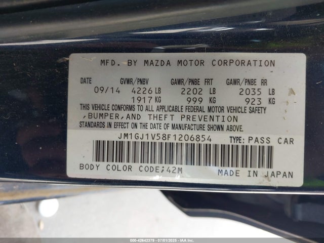 JM1GJ1V58F1206854 Mazda MAZDA6
