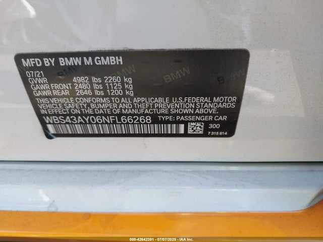 BMW 2022 2022 WBS43AY06NFL66268 Image 9