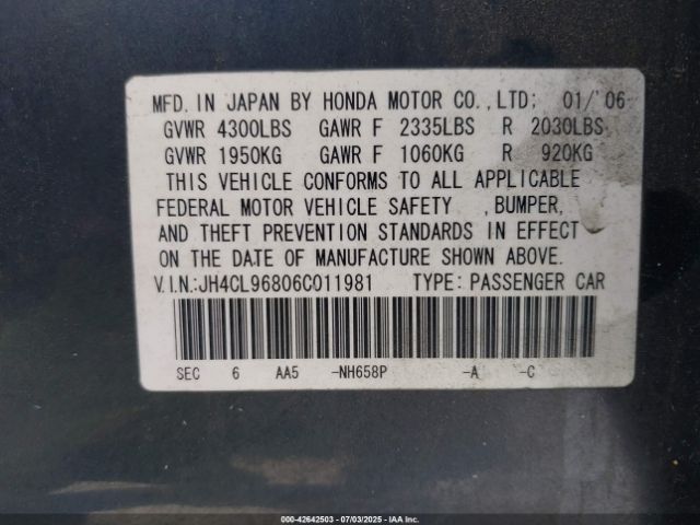 2006 ACURA TSX JH4CL96806C011981 Photo 8