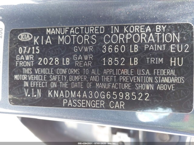 KIA gamma 2016 KNADM4A30G6598522 Image 9