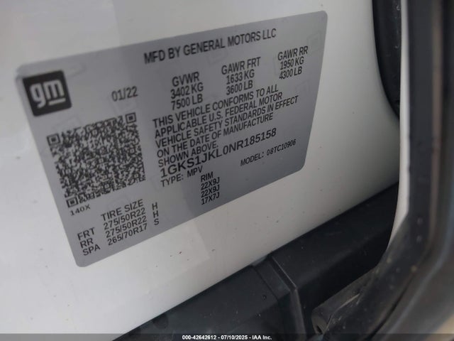 1GKS1JKL0NR185158 GMC l87 - di dfm, alum, gen 5