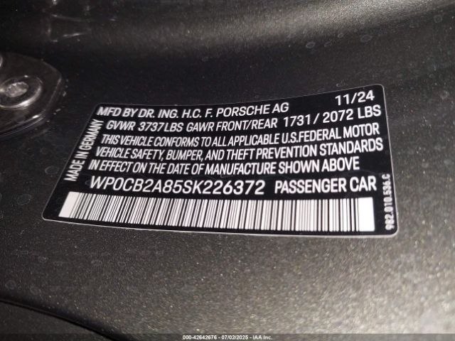 2025 PORSCHE 718 BOXSTER WP0CB2A85SK226372 Photo 8