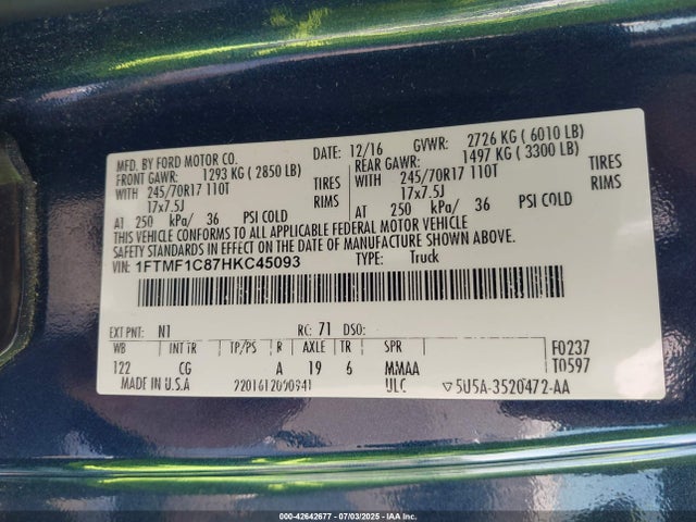 Ford 3.5l ti-vct 2017 1FTMF1C87HKC45093 Image 9