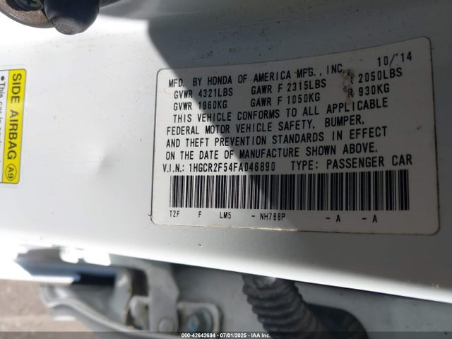 1HGCR2F54FA046890 Honda k24w1