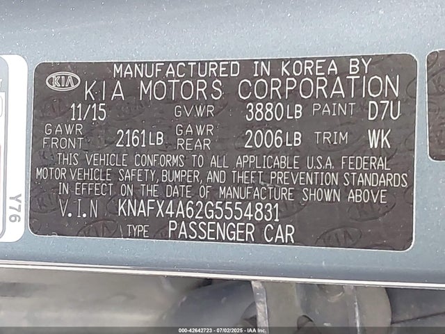 KNAFX4A62G5554831 KIA mpi nu