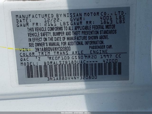 2022 NISSAN SENTRA 3N1AB8DV4NY320800 Photo 8