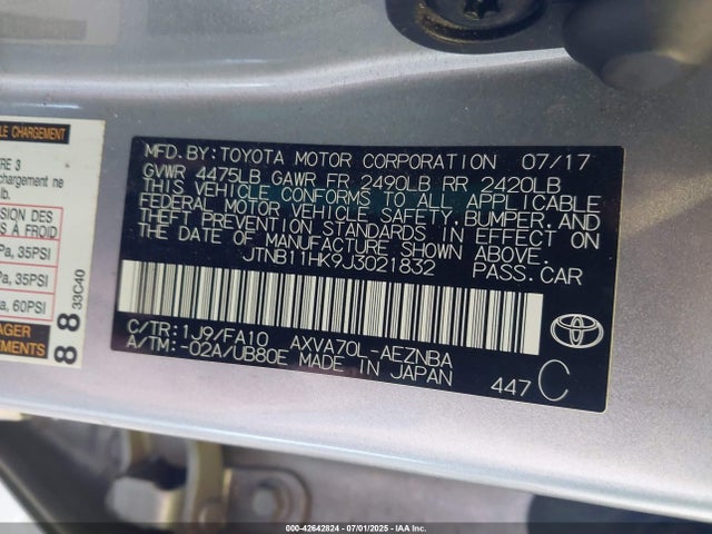 JTNB11HK9J3021832 Toyota a25a-fks