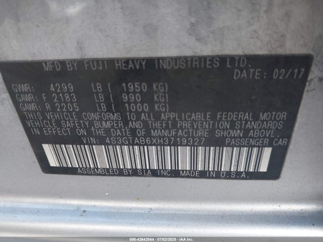 4S3GTAB6XH3719327 Subaru na