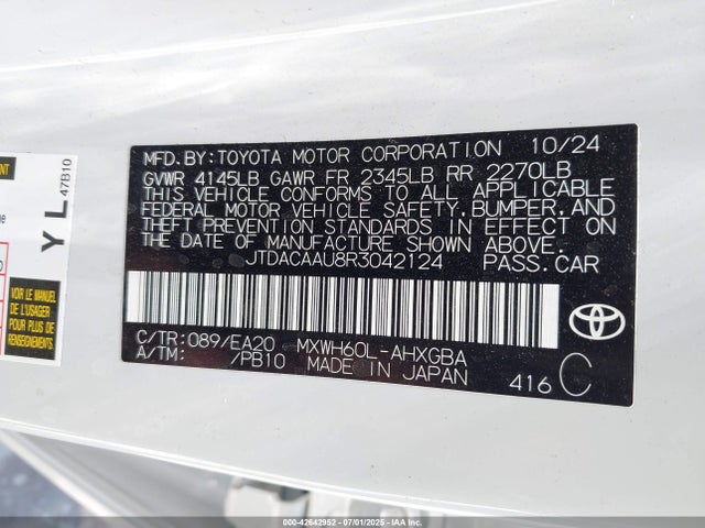 JTDACAAU8R3042124 Toyota m20a-fxs