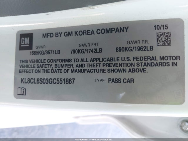 KL8CL6S03GC551867 Chevrolet eno - engine none