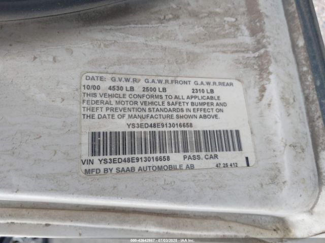 2001 SAAB 9-5 YS3ED48E913016658 Photo 8