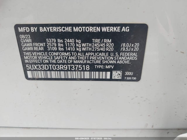5UX33DT03R9T37518 BMW X4
