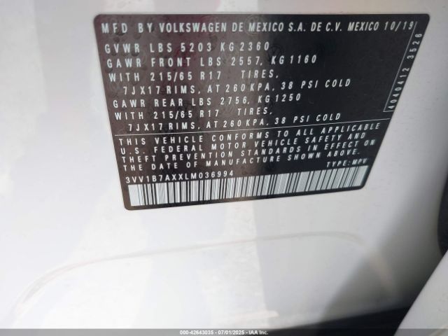 2020 VOLKSWAGEN TIGUAN 3VV1B7AXXLM036994 Photo 8