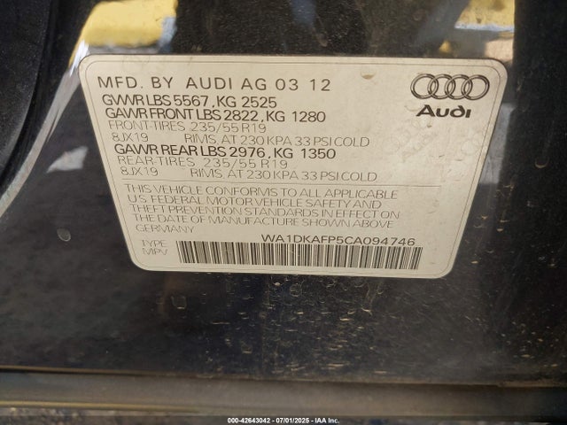 2012 AUDI Q5 WA1DKAFP5CA094746 Photo 8