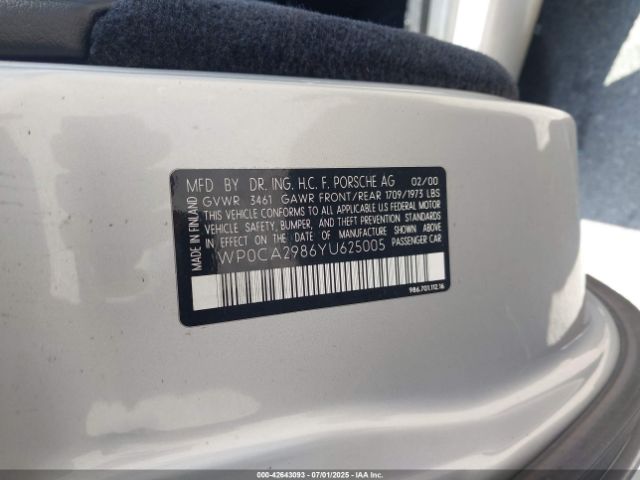 2000 PORSCHE BOXSTER WP0CA2986YU625005 Photo 8