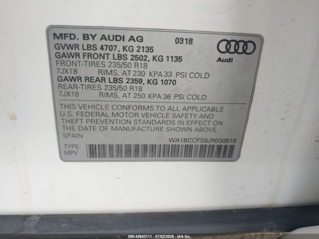 2018 AUDI Q3 WA1BCCFS9JR030518 Photo 8