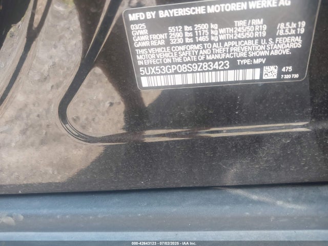 5UX53GP08S9Z83423 BMW X3