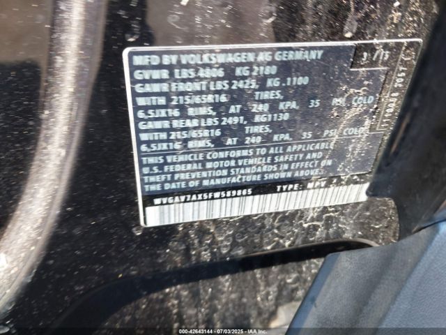 2015 VOLKSWAGEN TIGUAN WVGAV7AX5FW589865 Photo 8