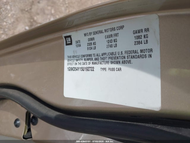 2005 CADILLAC DEVILLE 1G6KD54Y15U192722 Photo 8