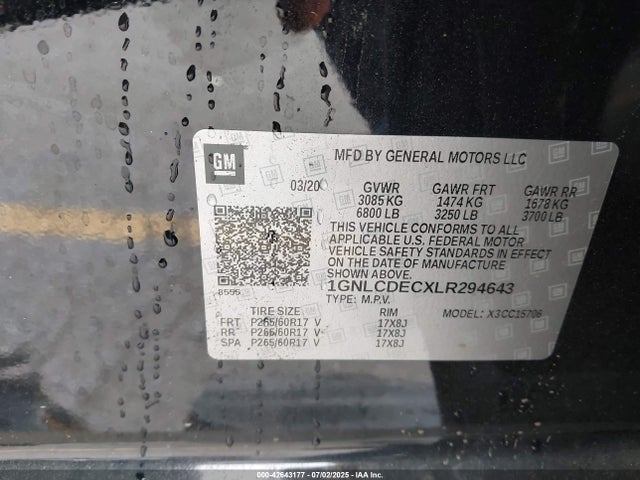 Chevrolet l83 - spark ignited direct injection, variable valve timing, afm, e85 max, alum 2020 1GNLCDECXLR294643 Image 9