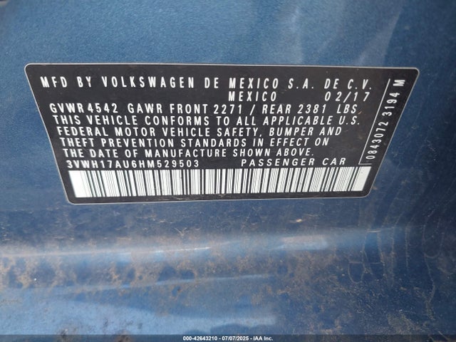 3VWH17AU6HM529503 Volkswagen 1.8 tsi