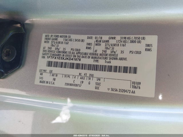 1FTFX1E5XJKD41878 Ford 5.0l 4v
