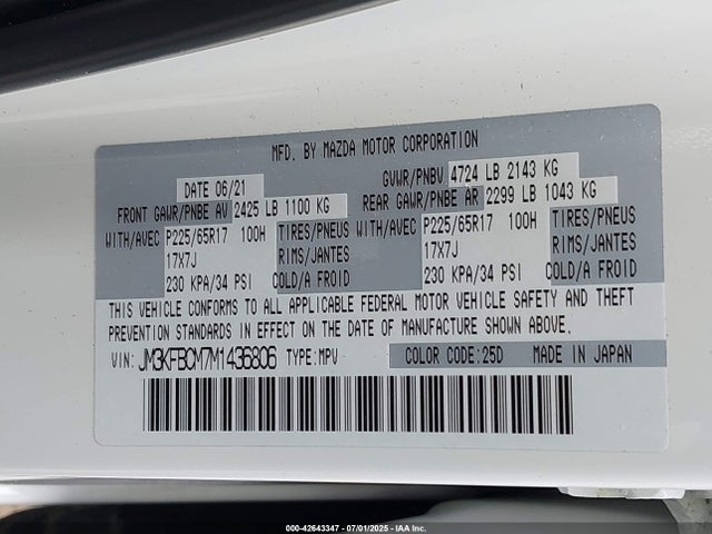 JM3KFBCM7M1436806 Mazda py cylinder decativation