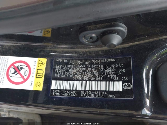 58ABK1GG5HU041986 Lexus 2gr-fe
