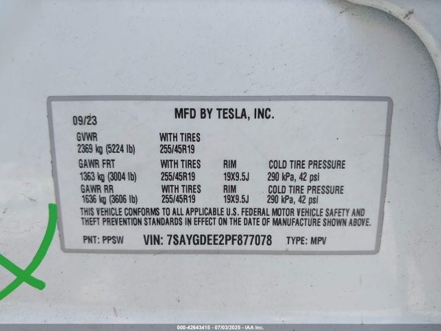 Tesla 2023 2023 7SAYGDEE2PF877078 Image 9
