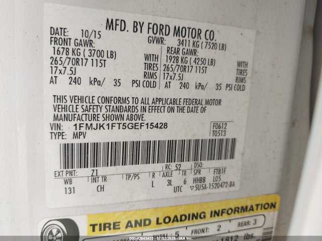 1FMJK1FT5GEF15428 Ford gtdi