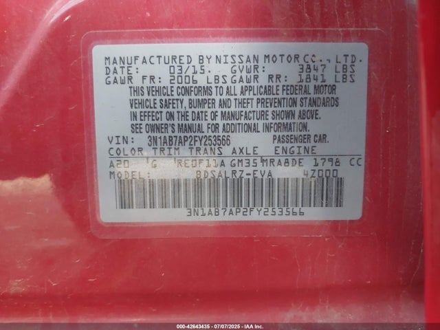 Nissan Sentra 2015 3N1AB7AP2FY253566 Image 9