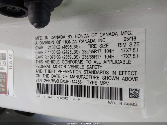 2HKRW6H3XJH214456 Honda k24w9/k24v9