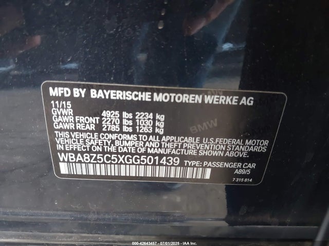 WBA8Z5C5XGG501439 BMW 328I