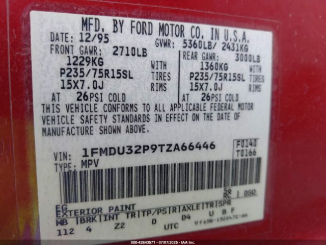 1996 FORD EXPLORER 1FMDU32P9TZA66446 Photo 8