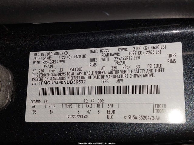 Ford gtdi 240ps 2022 1FMCU9J90NUB36532 Image 9