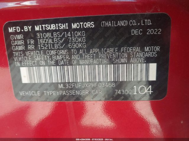 2023 MITSUBISHI MIRAGE G4 ML32FUFJXPHF03468 Photo 8