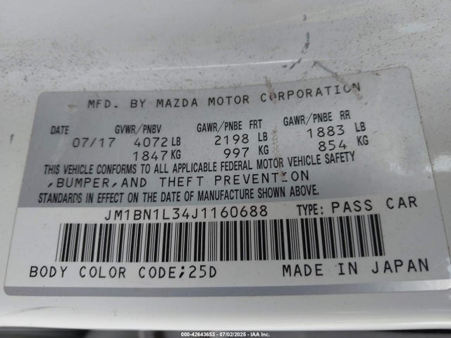 JM1BN1L34J1160688 Mazda py