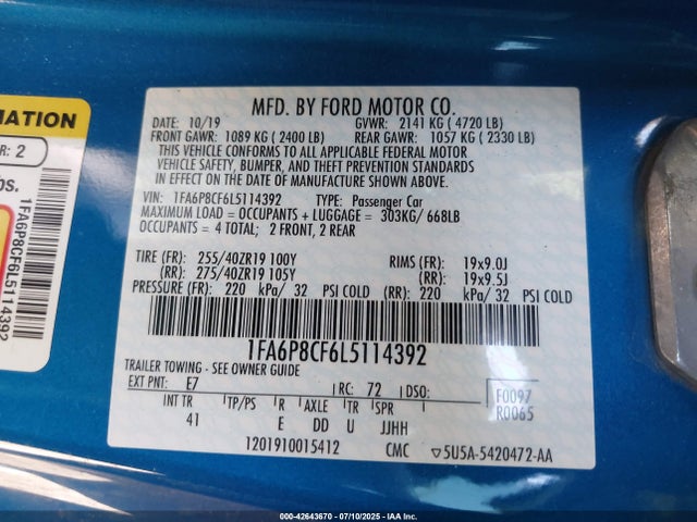 Ford tivct 2020 1FA6P8CF6L5114392 Image 9