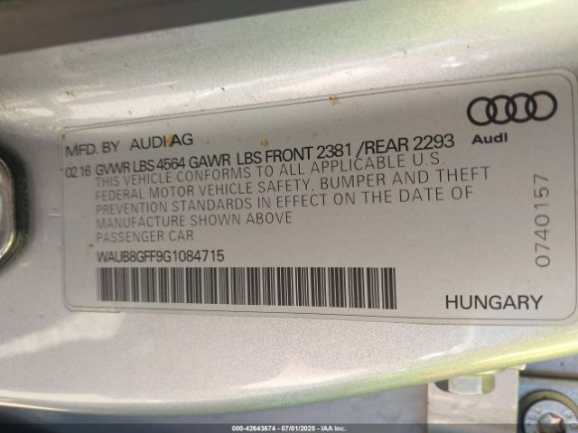 2016 AUDI A3 WAUB8GFF9G1084715 Photo 8