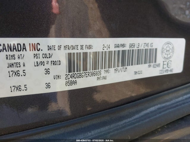 2C4RDGBG7ER306026 Dodge 2014