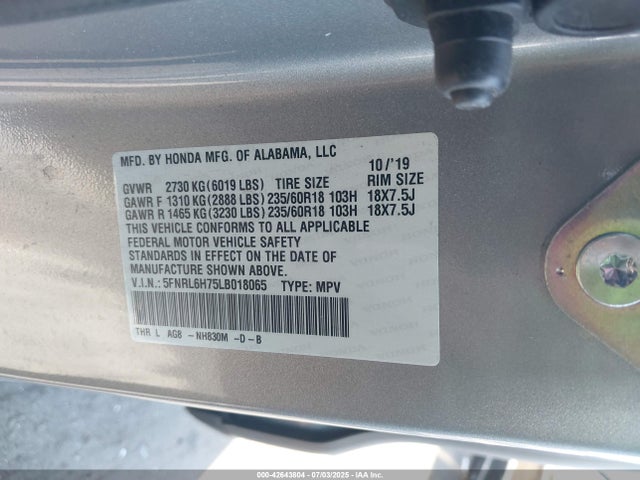 5FNRL6H75LB018065 Honda j35y7