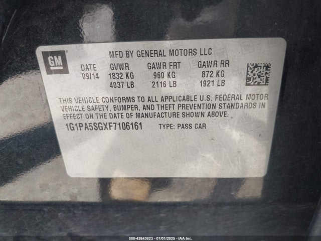1G1PA5SGXF7106161 Chevrolet lwe