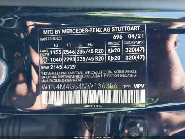 2021 MERCEDES-BENZ GLB 250 W1N4M4GB4MW136356 Photo 8