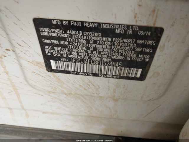 Subaru 2.5na u5 2015 JF2SJAFC8FH524845 Image 9