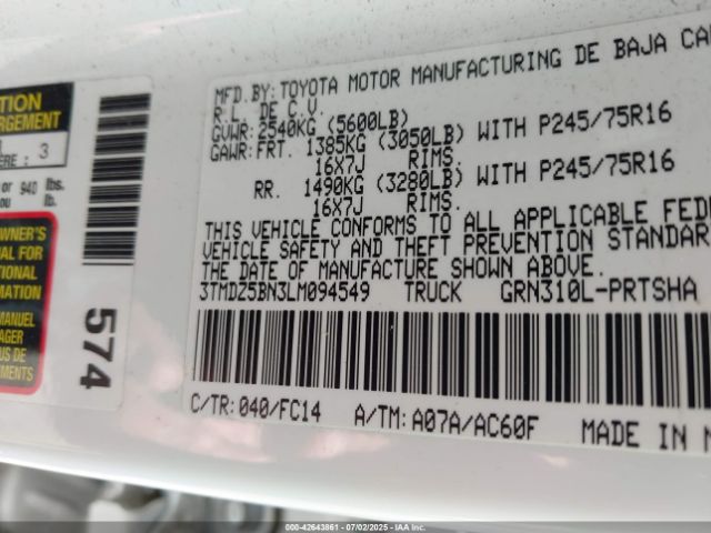 2020 TOYOTA TACOMA 3TMDZ5BN3LM094549 Photo 8