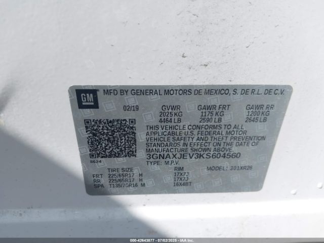 2019 CHEVROLET EQUINOX 3GNAXJEV3KS604560 Photo 8