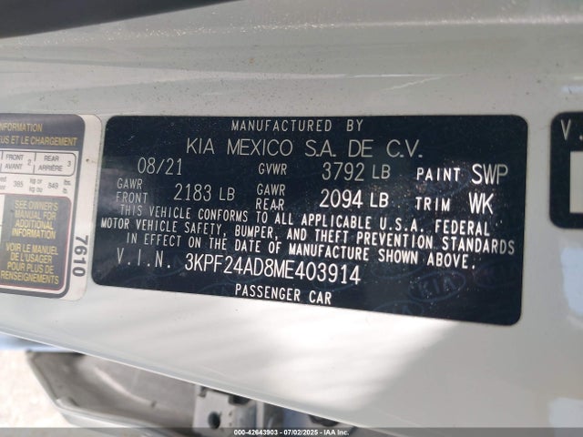 KIA mpi nu 2021 3KPF24AD8ME403914 Image 9