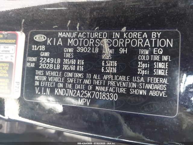 KIA g gdi 2019 KNDJN2A25K7018330 Image 9
